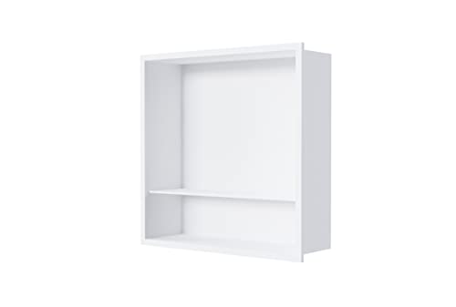 Wandnische aus Edelstahl NT303010X mit Ablagefach - 30 x 30 x 10 cm Einbauregal, flexibler Einbau- Ideale Duschablage - Farbe:Weiß von BERNSTEIN