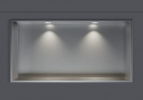 Wandnische aus Edelstahl NT306010X Mit LED-Spot - 30 x 60 x 10 cm (H x B x T) - Farbe Wählbar, Farbe:Edelstahl Gebürstet, LED-Spot:2x Einbaurahmen Chrom von BERNSTEIN