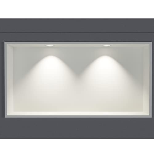 Wandnische aus Edelstahl NT306010X mit LED-Spot - 30 x 60 x 10 cm (H x B x T) - Farbe wählbar, Farbe:Weiß, LED-Spot:2x Spot Einbaurahmen Chrom von BERNSTEIN