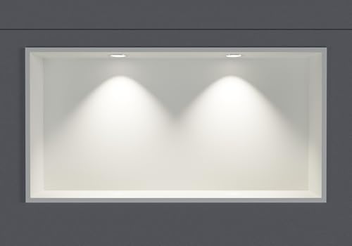 Wandnische aus Edelstahl NT306010X mit LED-Spot - 30 x 60 x 10 cm (H x B x T) - Farbe wählbar, Farbe:Weiß, LED-Spot:2x Spot Einbaurahmen Chrom von BERNSTEIN