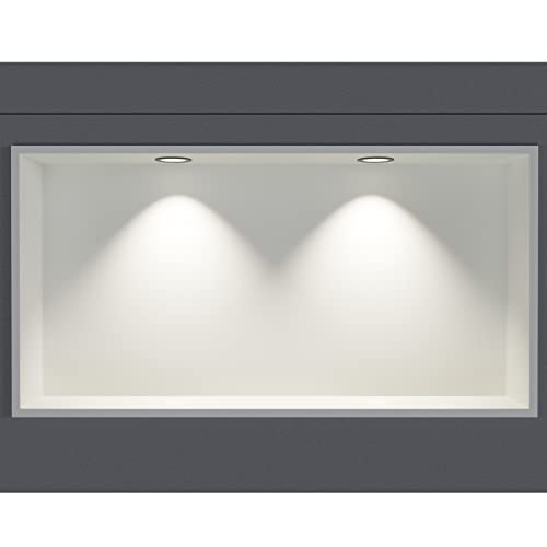 Wandnische aus Edelstahl NT306010X mit LED-Spot - 30 x 60 x 10 cm (H x B x T) - Farbe wählbar, Farbe:Weiß, LED-Spot:2x Spot Einbaurahmen Schwarz matt von BERNSTEIN