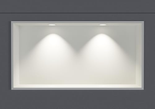 Wandnische aus Edelstahl NT306010X Mit LED-Spot - 30 x 60 x 10 cm (H x B x T) - Farbe Wählbar, Farbe:Weiß, LED-Spot:2x Einbaurahmen Weiß Matt von BERNSTEIN