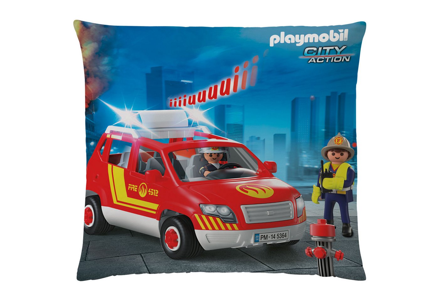 BERONAGE Dekokissen Playmobil City Action Feuerwehr 40 x 40 Kuschelkissen von BERONAGE