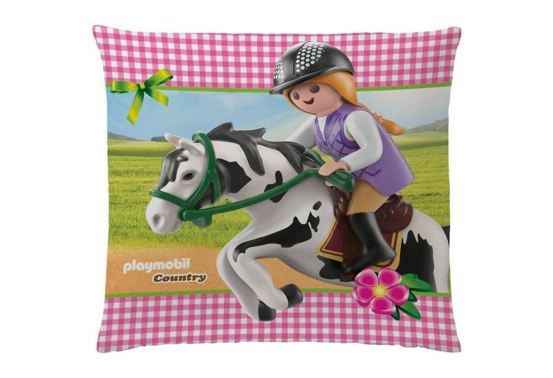 BERONAGE Dekokissen Playmobil Country Pferd 40x40 cm Reiterhof Kuschelkissen, passend zur Bettwäsche von BERONAGE