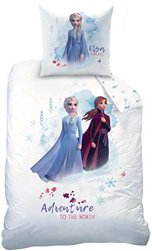 BERONAGE Disney Frozen 2 Kinder-Bettwäsche Die Eiskönigin Adventure 135 x 200 cm + 80 x 80 cm - 100% Baumwolle Renforcé-Linon-Qualität Anna ELSA Olaf Sven Kristoff Deutsche Größe Reißverschluss von BERONAGE