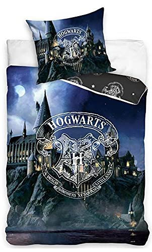 BERONAGE Harry Potter Wende-Bettwäsche Castle 135 x 200 + 80 x 80 cm 100% Baumwolle Renforcé-Linon-Qualität HP Slytherin Gryffindor Hufflepuff Ravenclaw Hogwarts mit Reißverschluss deutsche Größe 866 von BERONAGE