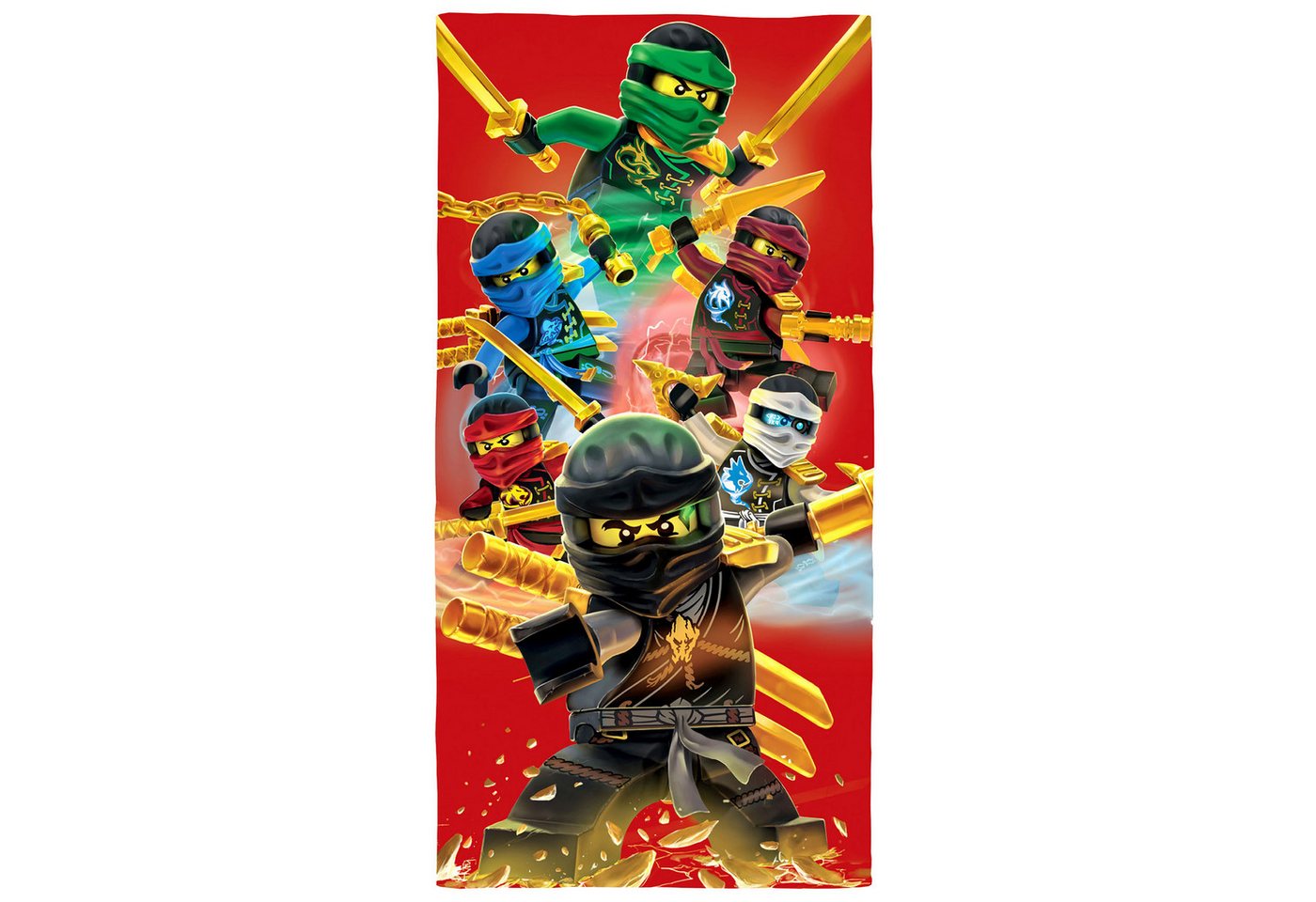 BERONAGE Strandtuch Lego Ninjago Badetuch Champion Fire Rot 70x140, 100% Baumwolle (1-St), Frottee in Velours-Qualität von BERONAGE