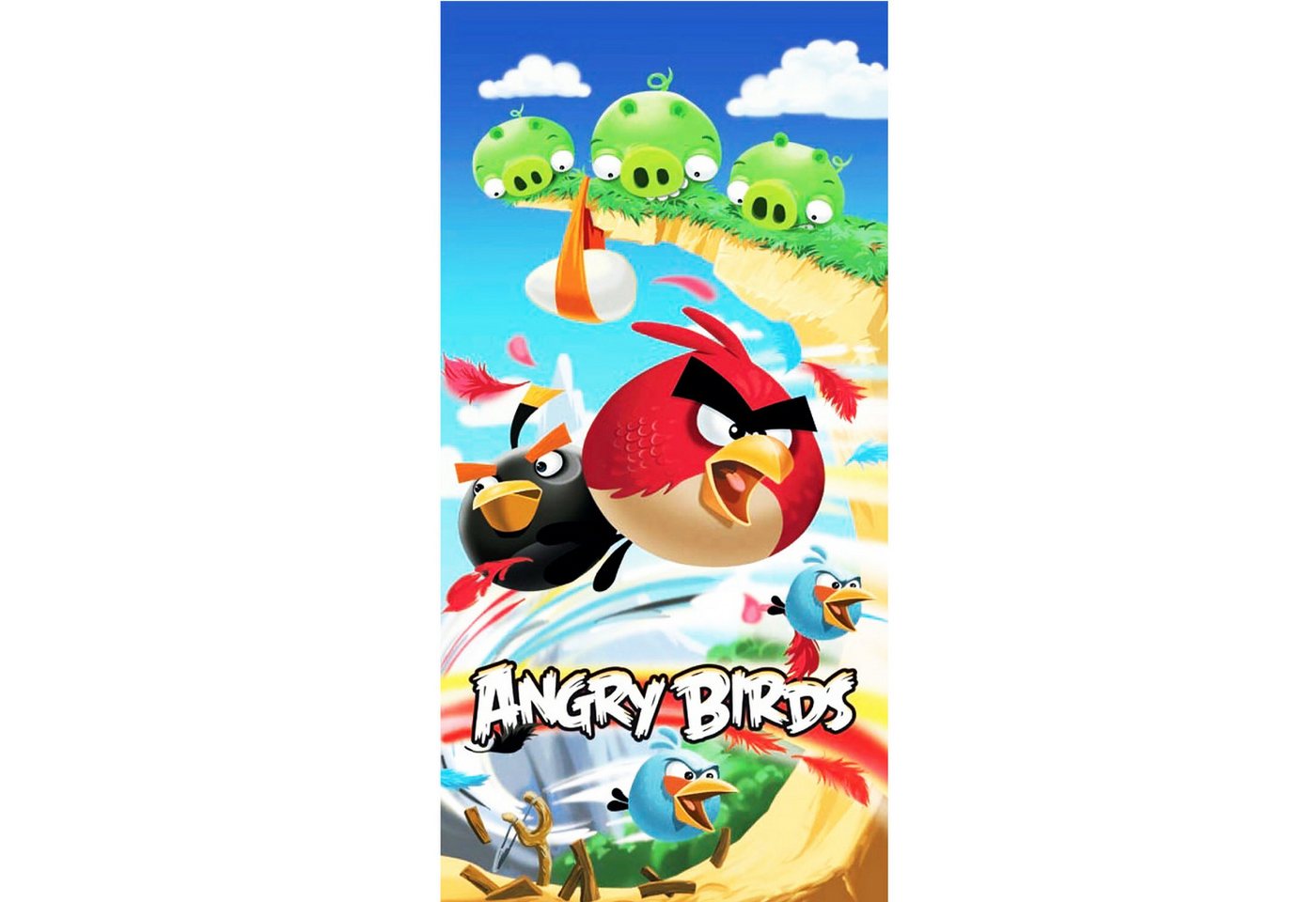 BERONAGE Strandtücher Angry Birds Badetuch Cliffhanger 75x150, 100% Baumwolle (1-St), Frottee in Velours-Qualität von BERONAGE