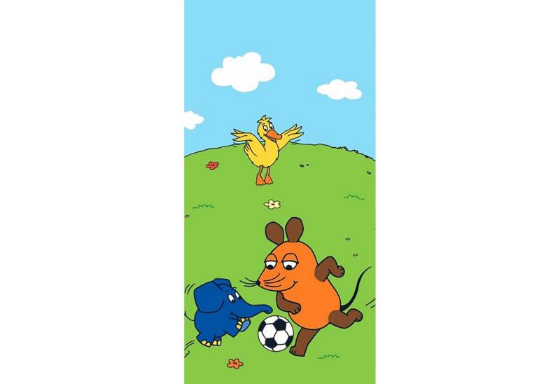 BERONAGE Strandtücher Die Sendung mit der Maus Badetuch Fußball 75x150 cm, 100% Baumwolle (1-St), Frottee in Velours-Qualität von BERONAGE