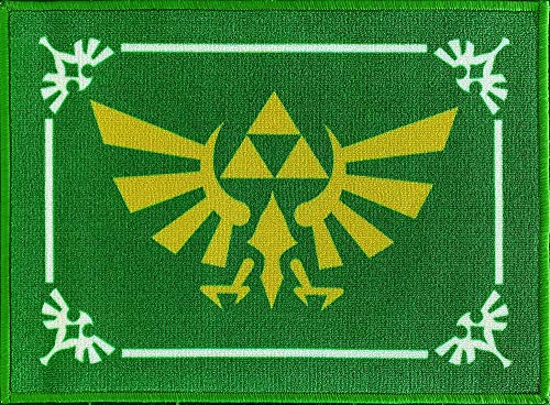 BERONAGE The Legend of Zelda Fußmatte Hyrule 50 x 70 Schmutzfangmatte mit Rutschfester PVC Unterlage Fußabtreter Triforce Links Awakening Breath of The Wild Fußabstreifer Außen und Innen pflegeleicht von BERONAGE