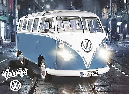 BERONAGE VW Volkswagen Fußmatte Bulli Originals Blau 50 cm x 70 cm Schmutzfangmatte mit Rutschfester PVC Unterlage Fußabtreter Sauberlaufmatte Fußabstreifer Außen und Innen pflegeleicht Bus Campervan von BERONAGE