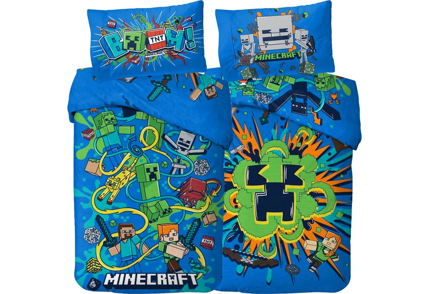 BERONAGE Wendebettwäsche Minecraft Bettwäsche Slurp Blast Biber / Flanell, Baumwolle, 2 teilig, 135x200 + 80x80 cm BERONAGE Wendebettwäsche Minecraft Bettwäsche Slurp Blast Biber / Flanell, Baumwolle, 2 teilig, 135x200 + 80x80 cm von BERONAGE
