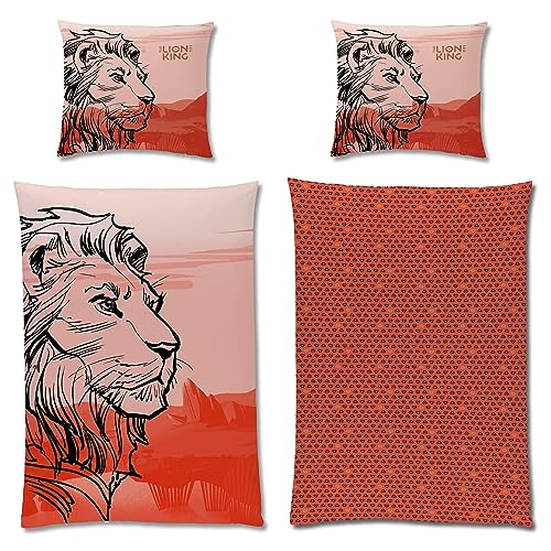 Der König der Löwen Kinder Bettwäsche Lion King 135 x 200 + 80 x 80 cm 100% Baumwolle Renforcé-Linon-Qualität Scar Simba Mufasa Timon Pumbaa Nala Disney mit Reißverschluss Deutsche Größe von BERONAGE