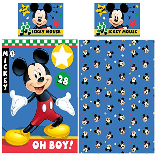 Disney Mickey Mouse Baby-Kleinkind-Bettwäsche Oh Boy 100 x 135 + 40 x 60 cm 100% Baumwolle in Renforcé-Linon-Qualität Wunderhaus Clubhaus Donald Duck Minnie Maus Wende-Bettwäsche deutsche Größe von BERONAGE