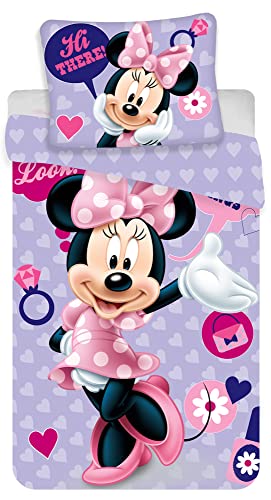 Disney Minnie Maus Baby-Kleinkind-Bettwäsche Hi There! 100 x 135 + 40 x 60 cm 100% Baumwolle in Renforcé-Linon-Qualität Mickey Mouse Daisy Donald Goofy Sweet Love Wende-Bettwäsche deutsche Größe von BERONAGE