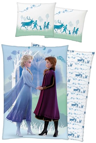 Frozen Die Eiskönigin Kinder-Bettwäsche Believe 135 x 200 + 80 x 80 cm 100% Baumwolle Biber-Flanell-Qualität Disney Anna ELSA Olaf Sven Kristoff Schneemann mit Reißverschluss Deutsche Größe von BERONAGE