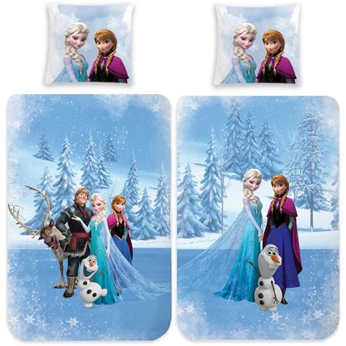 Frozen Die Eiskönigin Kinder-Bettwäsche Sven 135 x 200 + 80 x 80 cm 100% Baumwolle Biber-Flanell-Qualität Disney Olaf ELSA Anna Arendelle Sven Kristoff mit Reißverschluss Deutsche Größe von BERONAGE