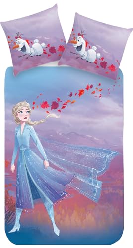 Frozen Kinder Bettwäsche Die Eiskönigin ELSA & Olaf 135 x 200 cm + 80 x 80 cm 100% Baumwolle Renforcé-Linon-Qualität Disney ELSA Anna Olaf Arendelle Sven Kristoff Reißverschluss Deutsche Größe von BERONAGE