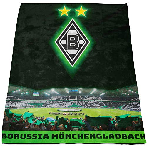 Große Borussia Mönchengladbach Decke Borussia-Park 150x200cm Schwarz Weiß Grün Fußball VfL 1900 Die Fohlen-Elf Bundesliga Champions-L eague Kuscheldecke Wohndecke Fleecedecke pass. z. Bettwäsche von BERONAGE