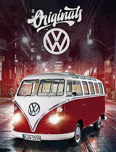 Große VW Volkswagen Fleece-Decke Bulli T1 Rot 130 cm x 170 cm Camper-Van Bus Auto Car Decke Kuscheldecke Tagesdecke Schmusedecke Flauschdecke Wohndecke Tagesdecke passend zur Bettwäsche 087-B von BERONAGE