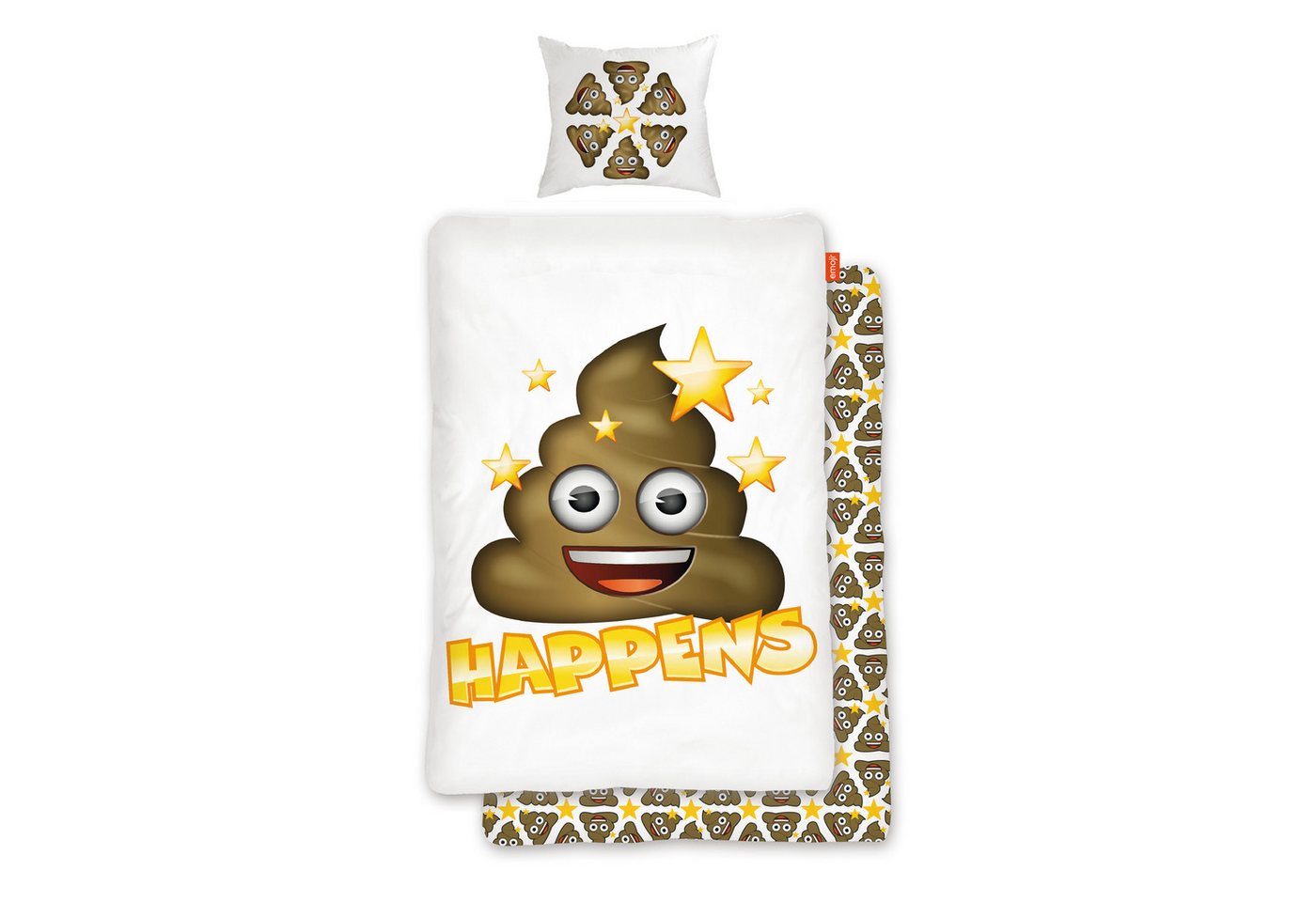 BERONAGE Wendebettwäsche Emoji Shit Happens Bettwäsche Linon / Renforcé lustiger Bettbezug, 100% Baumwolle, 2 teilig, 135x200 + 80x80 cm BERONAGE Wendebettwäsche Emoji Shit Happens Bettwäsche Linon / Renforcé lustiger Bettbezug, 100% Baumwolle, 2 teilig, 135x200 + 80x80 cm von BERONAGE