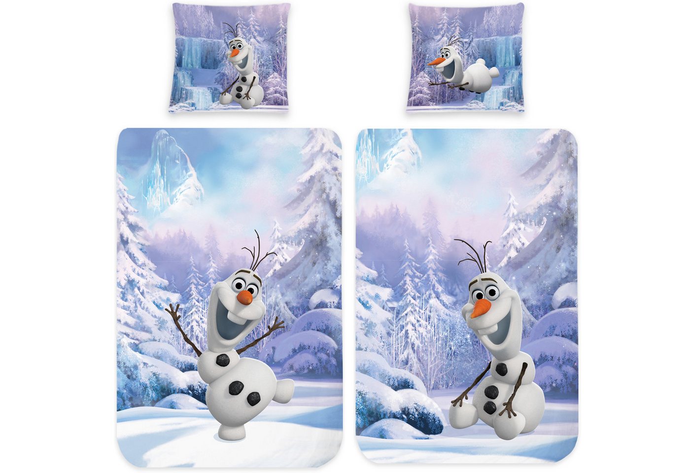 Kinderbettwäsche Frozen Bettwäsche Die Eiskönigin Olaf Der Schneemann Linon / Renforcé, BERONAGE, 100% Baumwolle, 2 teilig, 135x200 + 80x80 cm von BERONAGE