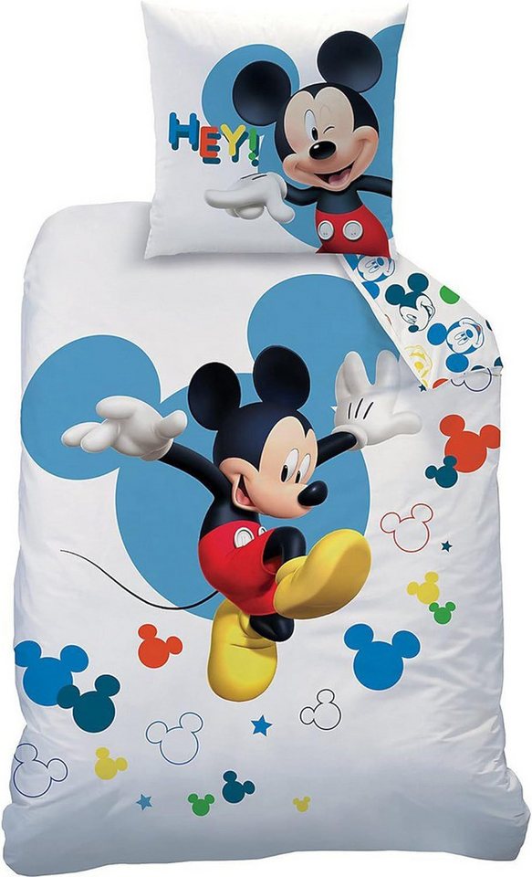 Kinderbettwäsche Mickey Mouse Bettwäsche Jump Linon / Renforcé, BERONAGE, 100% Baumwolle, 2 teilig, 135x200 + 80x80 cm von BERONAGE