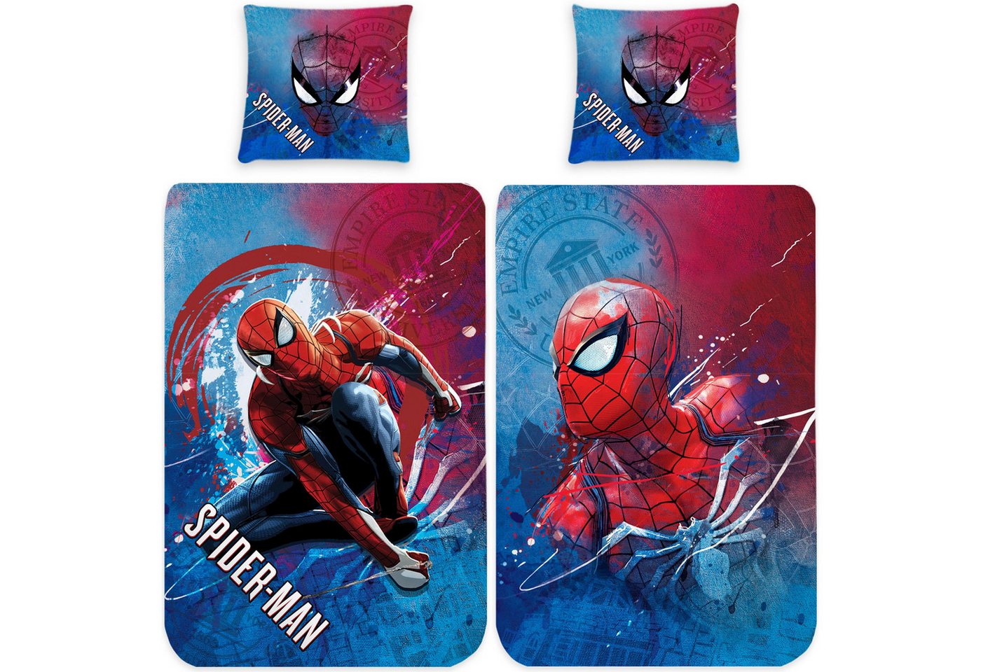 Kinderbettwäsche Spider Man Kinder-Bettwäsche New York Linon / Renforcé, BERONAGE, 100% Baumwolle, 2 teilig, 135x200 + 80x80 cm von BERONAGE