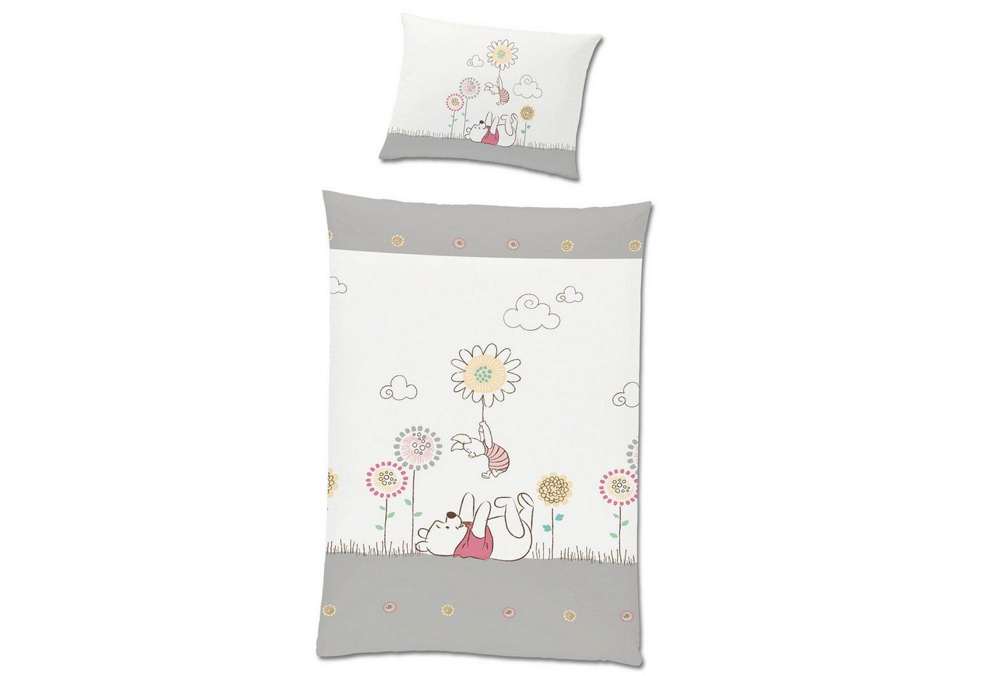 Kinderbettwäsche Winnie the Pooh Baby / Kleinkind Bettwäsche Flower Linon / Renforcé, BERONAGE, 100% Baumwolle, 2 teilig, 100x135 cm + 40x60 cm von BERONAGE