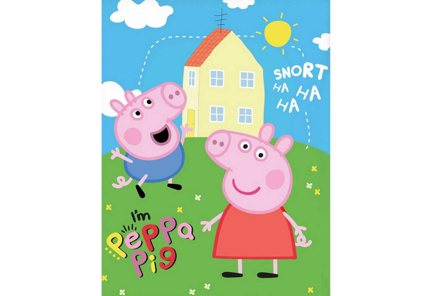 Kinderdecke Peppa Wutz Pig I'm 150 x 200 cm weich und kuschelig Coral Fleecedecke, BERONAGE von BERONAGE