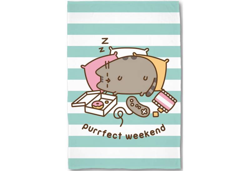 Kinderdecke Pusheen Purrfect Weekend 160x200 cm weich, kuschelig Coral Fleecedecke, BERONAGE, passend zur Bettwäsche, ideal für Sofa, Couch, Bett, Auto, Camping von BERONAGE