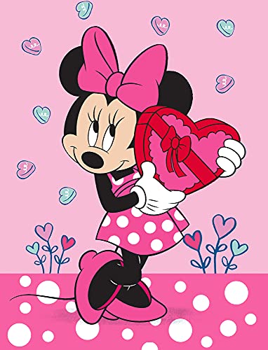 Minnie Mouse Kinder-Zimmer-Teppich Herz Rosa Pink 100 cm x 133 cm rutschhemmend lärmhemmend Kinderteppich Spiel-Teppich Spielunterlage Mädchen-Teppich Disney Minnie Maus Mickey Maus Sweet Love Girls von BERONAGE