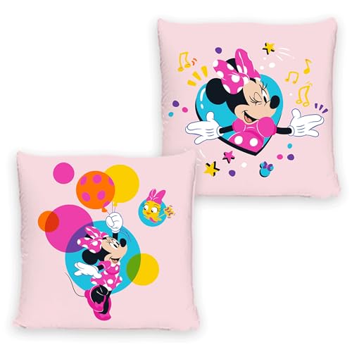 Minnie Mouse Kissen Balloon 40cm x 40cm Dekokissen Kuschelkissen Wendekissen Kinderkissen Schmusekissen Kopfkissen Disney Mickey Maus Daisy Donald Goofy Vorder- und Rückseite passend zur Bettwäsche von BERONAGE