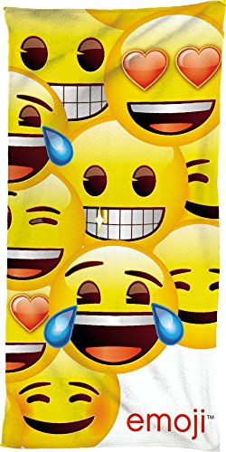 BERONAGE Emojie Badetuch Smiley 75 cm x 150 cm - 100% Baumwolle Strandtuch/Standlanken/Handtuch/Saunatuch/Badelaken - Emojis Kuschelweich passend zur Bettwäsche von BERONAGE
