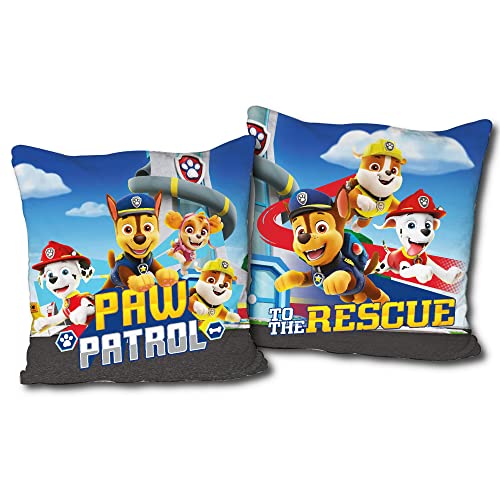 Paw Patrol Kissen Rescue Blau 40cm x 40cm Zuma Chase Marshall Rocky Ryder Patrols Rubble Dog Hunde Kopfkissen Dekokissen Schmusekissen Zierkissen Kuschelkissen Reisekissen Polster zur Bettwäsche von BERONAGE