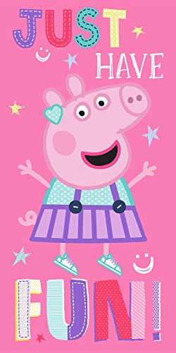 Peppa Wutz Pig Kinder Badetuch Just Peppa 70 x 140cm 100% Baumwolle Velours-Qualität Strandtuch Strandlaken Saunatuch Handtuch Duschtuch Badelaken Sunny Mama Wutz Papa Wutz Georg Wutz z. Bettwäsche von BERONAGE