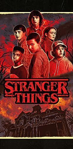Stranger Things Badetuch Haus der Creels 70 x 140cm Schwarz Rot Eleven Dustin Mike Billy Steve Will Max Hopper Handtuch Strandtuch Badelaken Saunatuch Strandlaken Duschtuch von BERONAGE