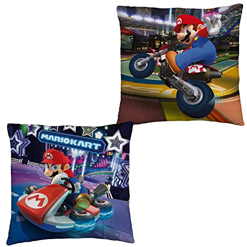 Super Mario Kart Kissen 40 cm x 40 cm Kugelwilli Donkey Kong Rakete Stern Luigi Peach Bowser Yoshi Panzer Kopfkissen Dekokissen Schmusekissen Zierkissen Kuschelkissen Polster passend zur Bettwäsche von BERONAGE