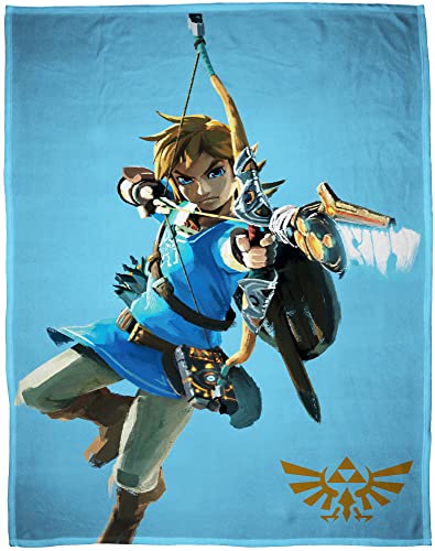 The Legend of Zelda Wohndecke Arrow Blau 160 x 200 cm super weiche Flanell-Decke Kuscheldecke Sofadecke Coral-Fleece-Decke Hyrule Triforce Links Awakening Breath of The Wild Pass. zur Bettwäsche von BERONAGE