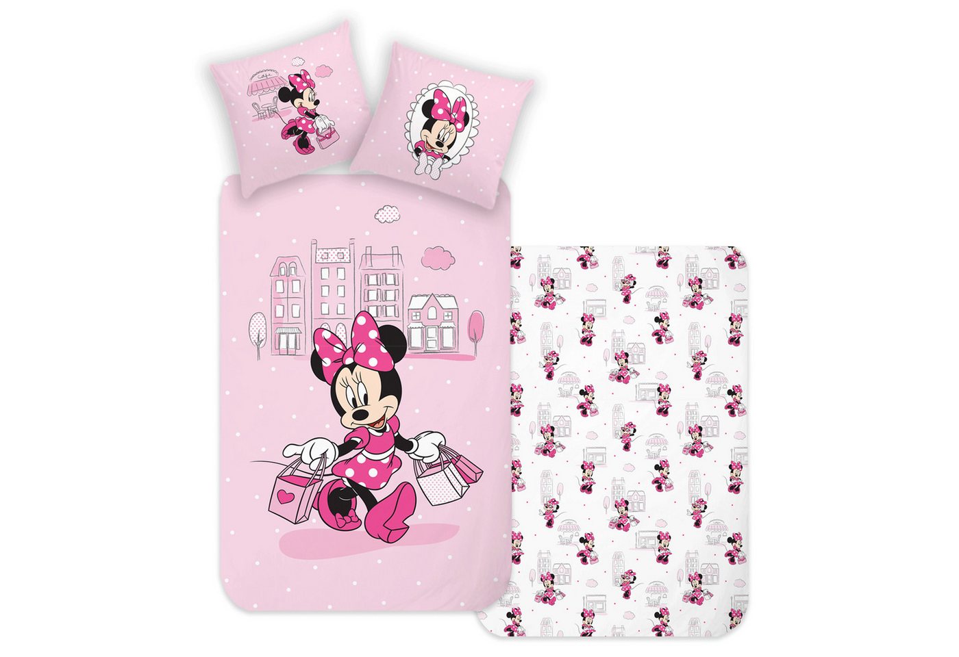 Wendebettwäsche Minnie Mouse Bettwäsche Shopping Renforcé / Linon, BERONAGE, 100% Baumwolle, 2 teilig, 135x200 + 80x80 cm von BERONAGE