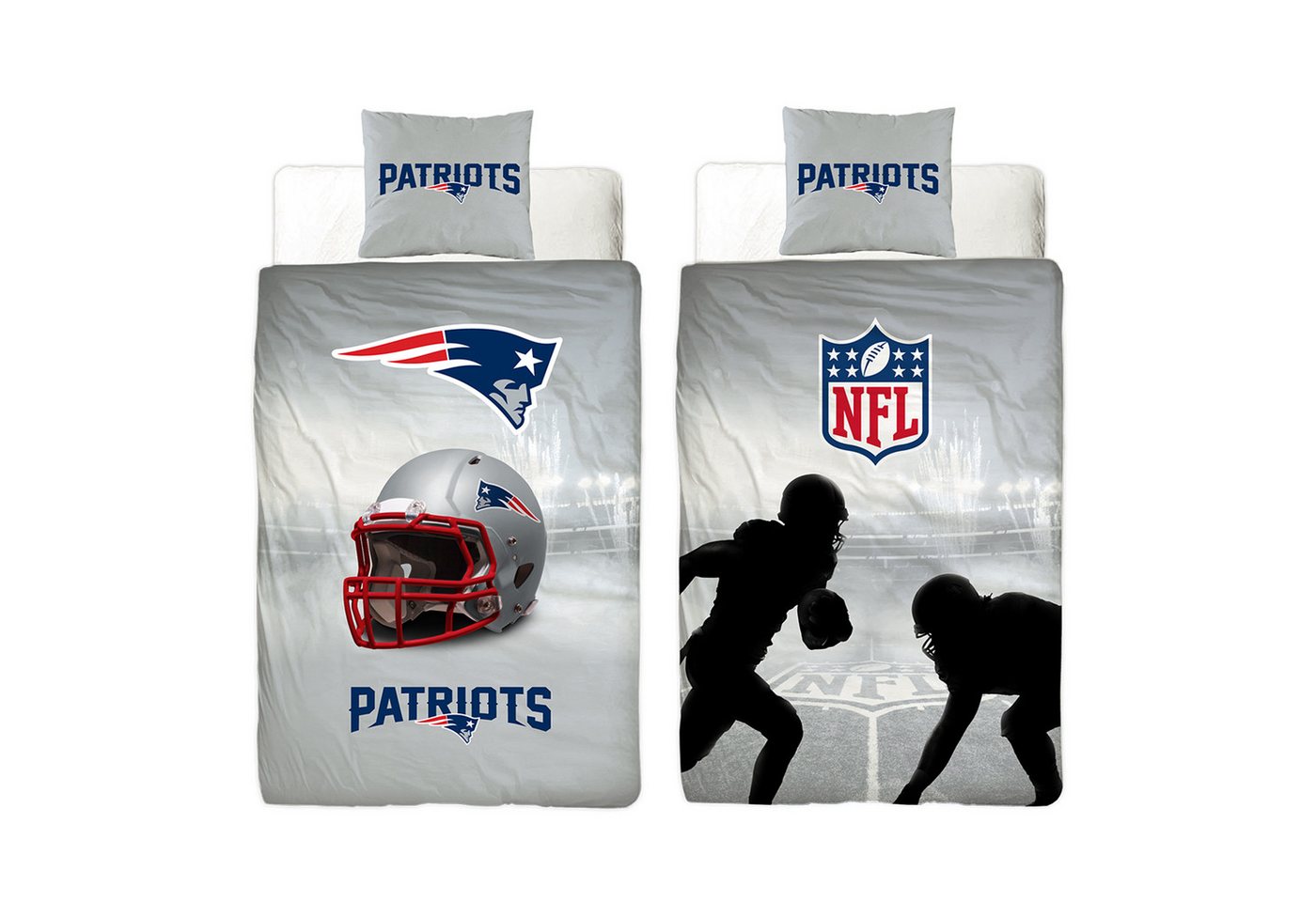 Wendebettwäsche NFL American Football Bettwäsche New England Patriots Linon / Renforcé, BERONAGE, 100% Baumwolle, 2 teilig, 135x200 + 80x80 cm von BERONAGE