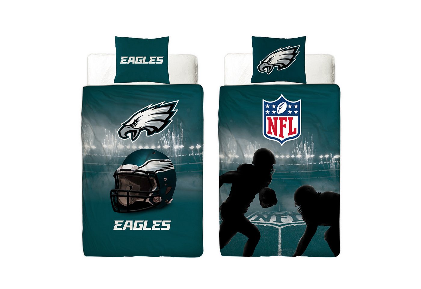 Wendebettwäsche NFL American Football Bettwäsche Philadelphia Eagles Linon / Renforcé, BERONAGE, 100% Baumwolle, 2 teilig, 135x200 + 80x80 cm von BERONAGE