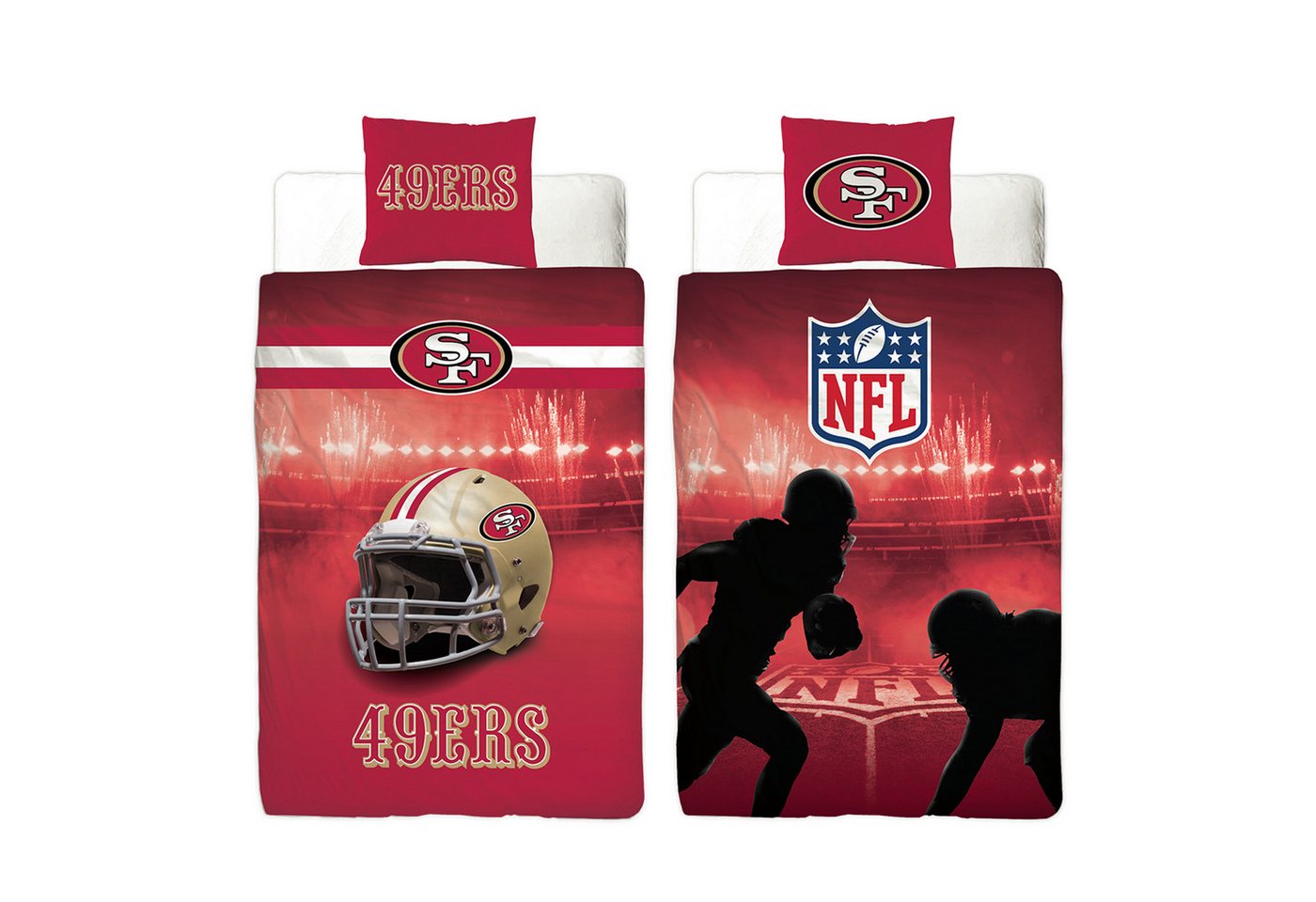 Wendebettwäsche NFL American Football Bettwäsche San Francisco 49ers Linon / Renforcé, BERONAGE, Baumwolle, 2 teilig, 135x200 + 80x80 cm von BERONAGE