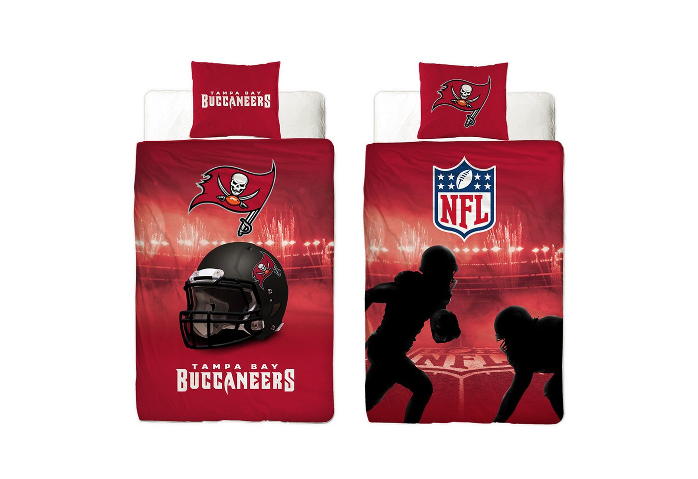 Wendebettwäsche NFL American Football Bettwäsche Tampa Bay Buccaneers Linon / Renforcé, BERONAGE, 100% Baumwolle, 2 teilig, 135x200 + 80x80 cm von BERONAGE