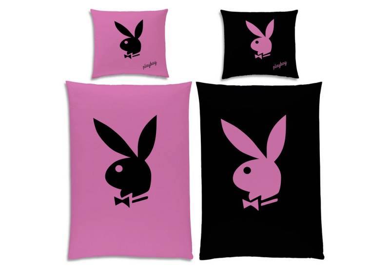 Wendebettwäsche Playboy Bunny Bettwäsche Linon / Renforcé, BERONAGE, 100% Baumwolle, 2 teilig, 135x200 + 80x80 cm von BERONAGE