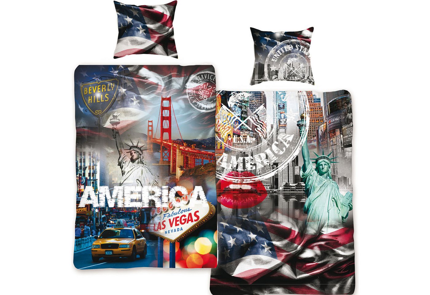 BERONAGE Wendebettwäsche USA Stars and Stripes Bettwäsche Linon / Renforcé, 100% Baumwolle, 2 teilig, 135x200 + 80x80 cm BERONAGE Wendebettwäsche USA Stars and Stripes Bettwäsche Linon / Renforcé, 100% Baumwolle, 2 teilig, 135x200 + 80x80 cm von BERONAGE