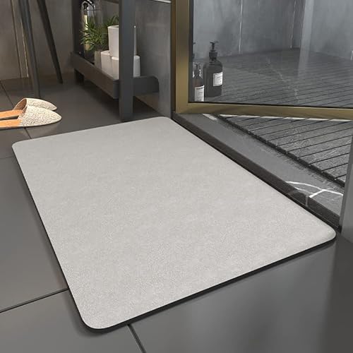 BERRYLION Kieselgur Badematte, schnell trocknend, rutschfeste Badematten für Badezimmer, super saugfähig, rutschfest, Beige, 40 x 60 cm von BERRYLION