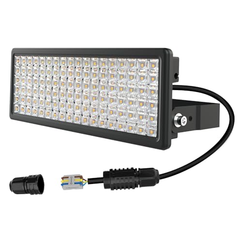 BERSUANG 100W LED Strahler 14000LM Flutlicht, 3000K Warmweiß Superhell Außenstrahler, 230V IP67 Wasserfest Scheinwerfer mit Einstellbarem Winkel für Hinterhof Auffahrt Garage von BERSUANG