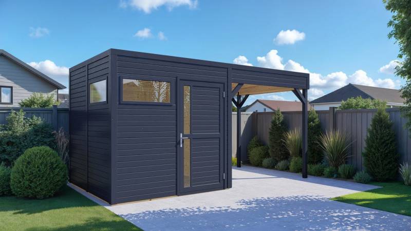 BERTILO Gartenhaus Cubus 2 Lounge anthrazit, BxT: 449x240 cm von BERTILO