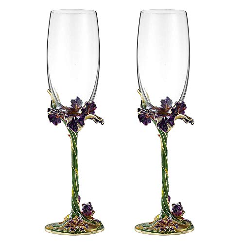 BERTY·PUYI Champagnerflöten Set Mit 2 Champagnergläsern 130 Ml, Mundgeblasene Champagnergläser Aus Handbemalten Emails Elegantes Kunstwerkgeschenk Für Hochzeit Und Jubiläum-Green BERTY·PUYI Champagnerflöten Set Mit 2 Champagnergläsern 130 Ml, Mundgeblasene Champagnergläser Aus Handbemalten Emails Elegantes Kunstwerkgeschenk Für Hochzeit Und Jubiläum-Green von BERTY·PUYI